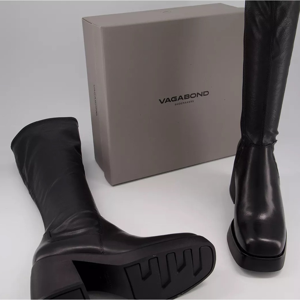 Vagabond Shoemakers Brooke Tall Knee High Black Leather Boots - Picture 4 of 8